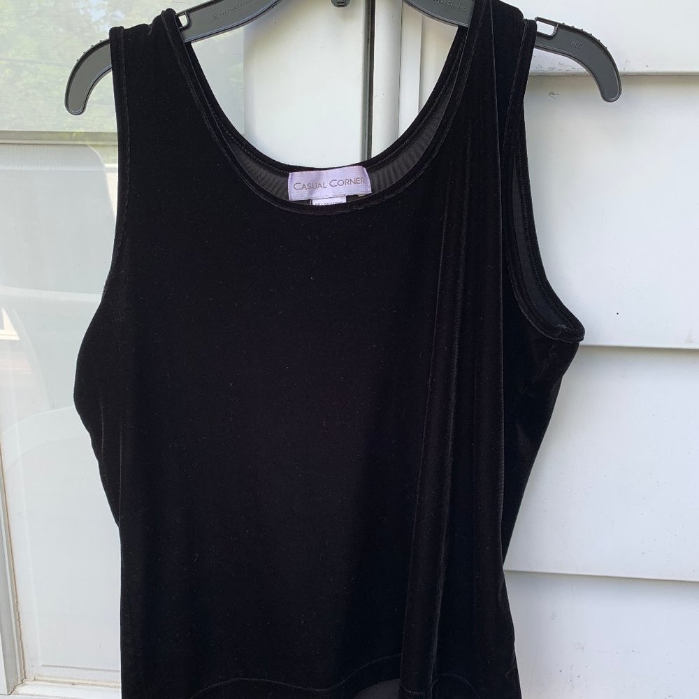 Womens Black Velvet U Neck Tank